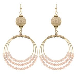 Triple Glass Bead Wire & Stain Ball Earrings